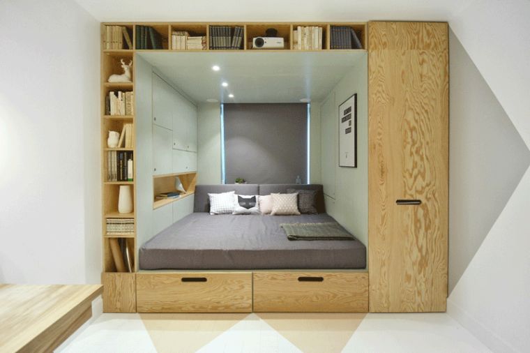 medinis dekoras mažas miegamasis-sandėliavimo spintelė