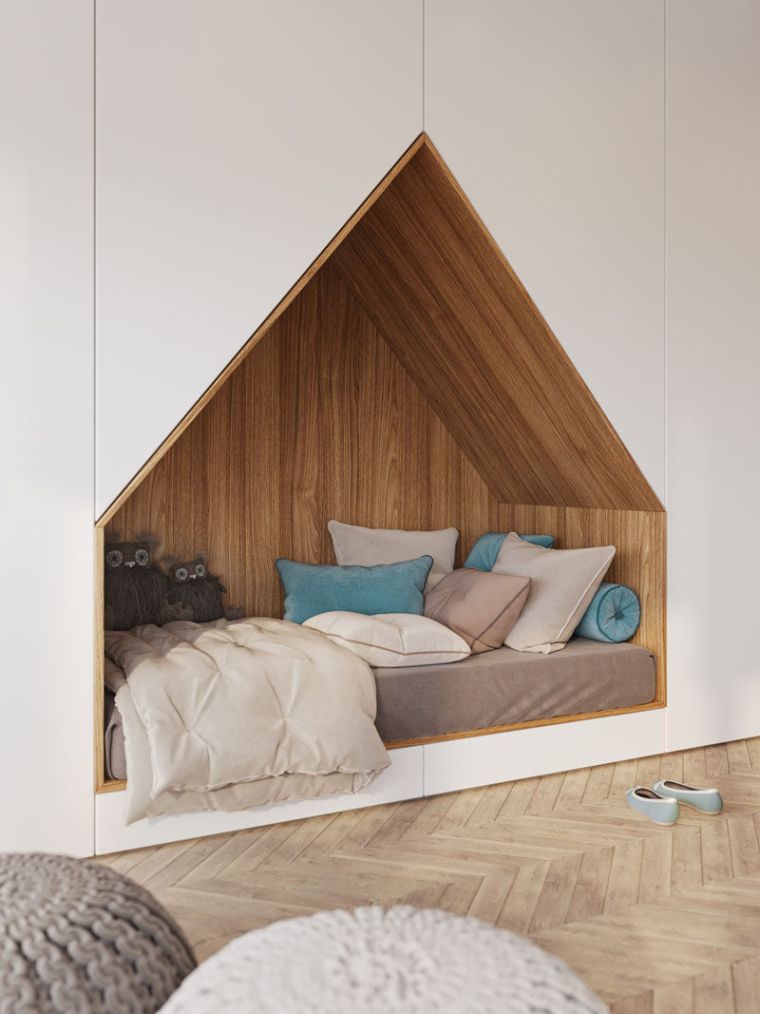 deco-legno-parete-camera da letto-nicchia-idea