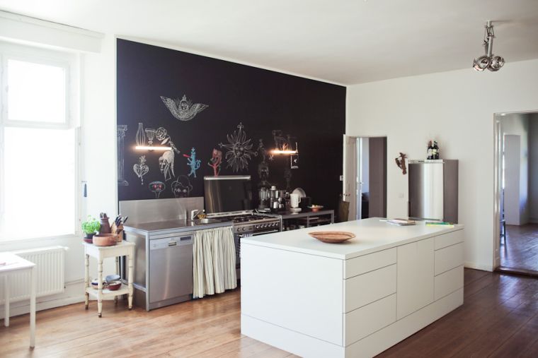 idee per la decorazione della cucina bianca isola cucina bianca ardesia