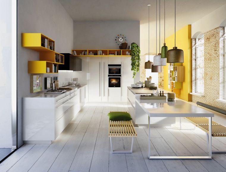 Idee per dipingere la cucina grigia Idee per l'armadio da cucina giallo