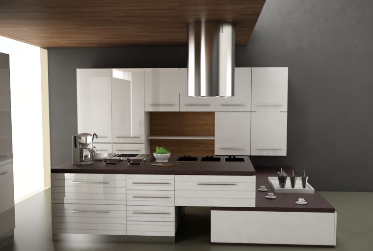 mobili da cucina bianchi pittura murale grigio scuro