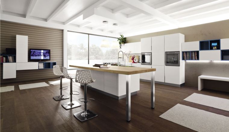 idee sui colori della vernice per il pavimento in parquet grigio tortora della cucina bianca