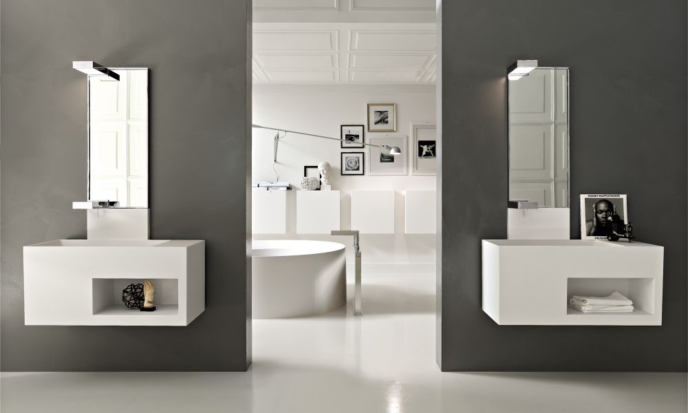 mobile da bagno deco bianco grigio vasca da bagno