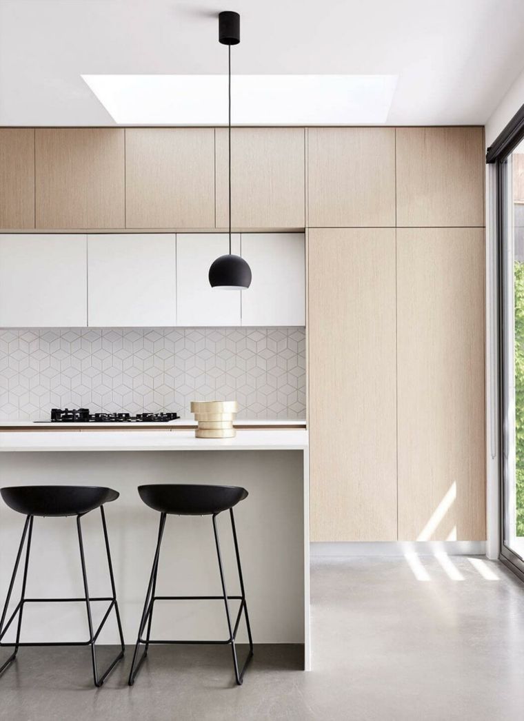 現代的なキッチンの装飾コンクリート-フローリング-スプラッシュバック-トレンド-イミテーション-タイリング