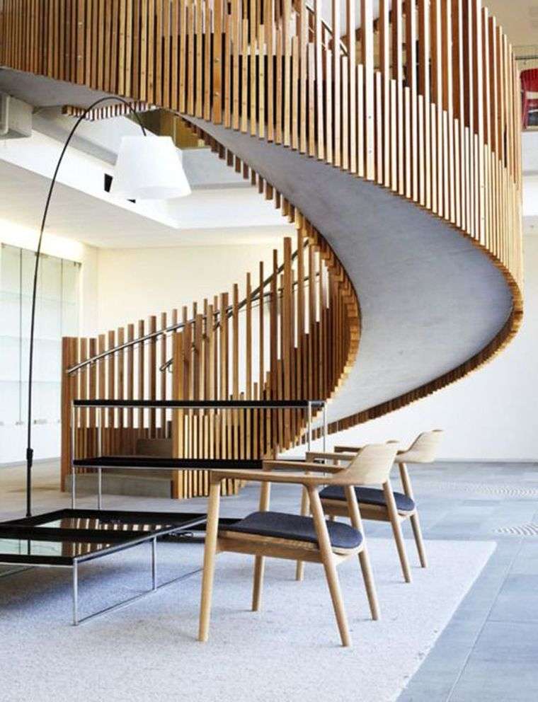 手すり-階段-木-階段-らせん階段-モデル