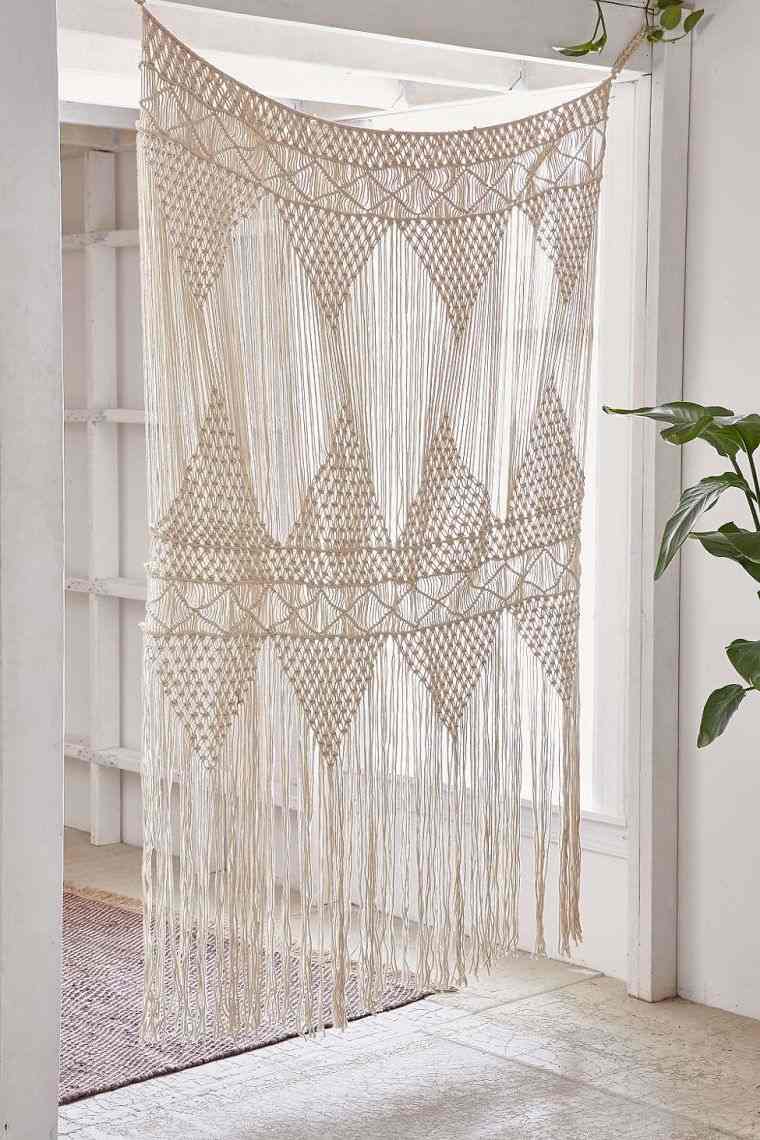 fehér függöny macrame horgolt-természetes dekoráció egzotikus design