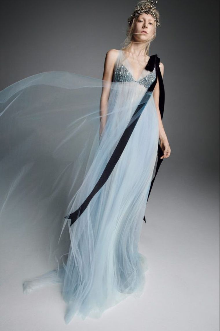 Boho mėlyna vestuvinė suknelė