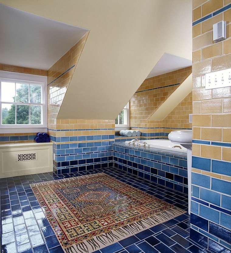 Marokkói fürdőszoba-csempe-kék-barna-színek-Marrakech