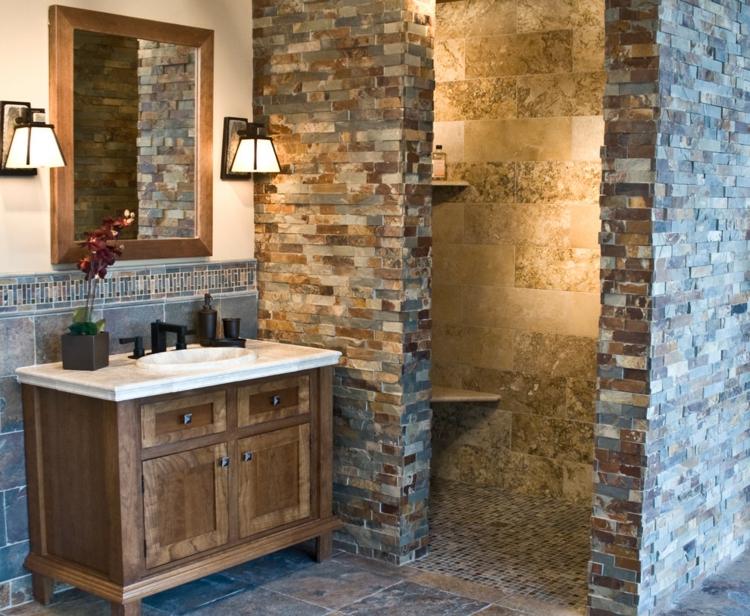 uređenje kupaonice drveni kamen
