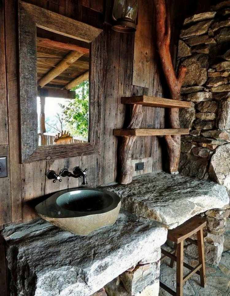 uređenje kupaonice kameno drvo