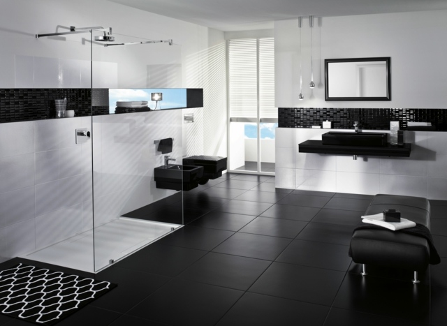 contrasti alla moda bagno bianco nero