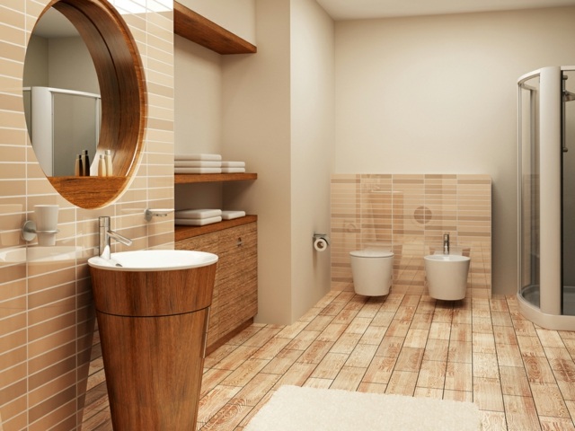 consigli per arredare il bagno elementi in legno