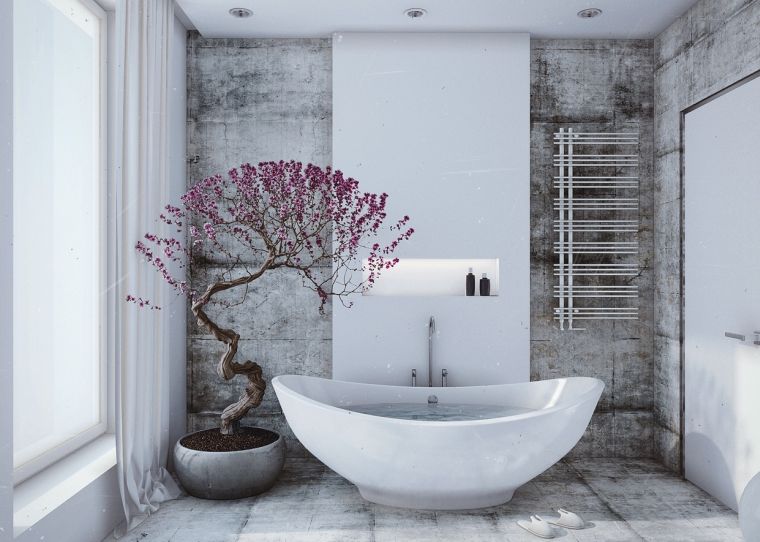 modernaus dizaino zen stiliaus vonios kambarys