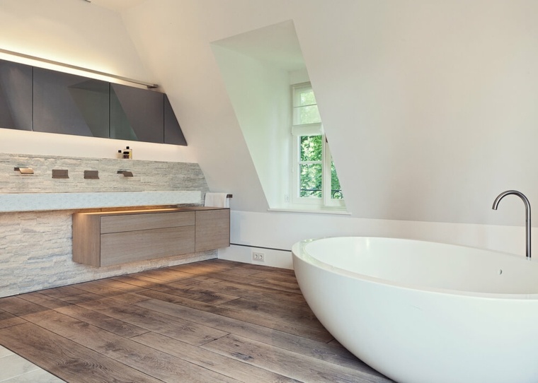 Modernūs vonios kambario dizaino vonios vonios mediniai parketo baldai