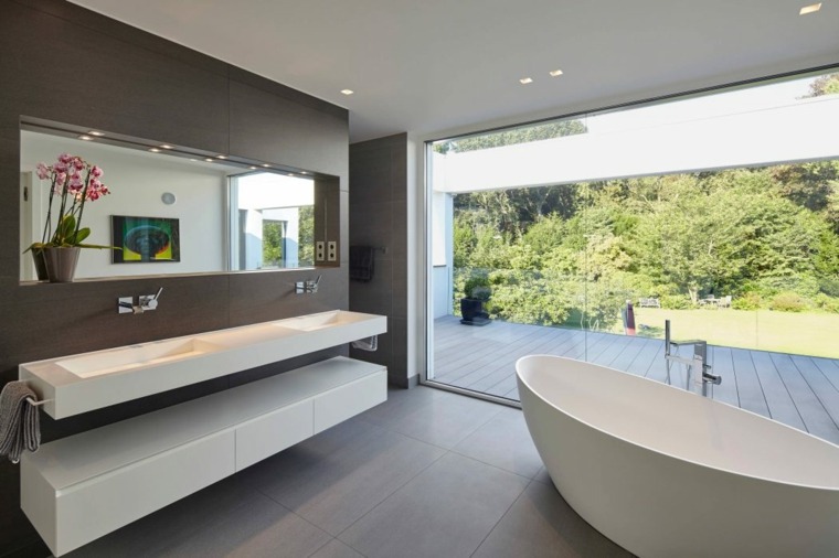 mobile da bagno con specchio da bagno dal design moderno