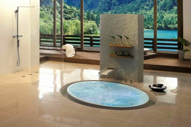 bagno design piscina idea cabina doccia piastrelle