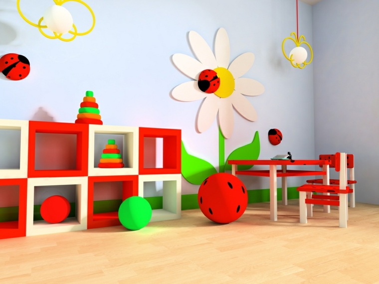vaikų kambario išdėstymo idėja lentynos laikymo žaislai dekoravimo stalo šviestuvo sieniniai kabantys dekoravimo idėja