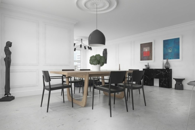 moderna sala da pranzo tavolo da pranzo in legno sedia interior design illuminazione della stanza