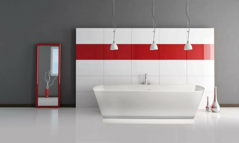 bagno moderno design vasca da bagno idea parete deco lampada a sospensione