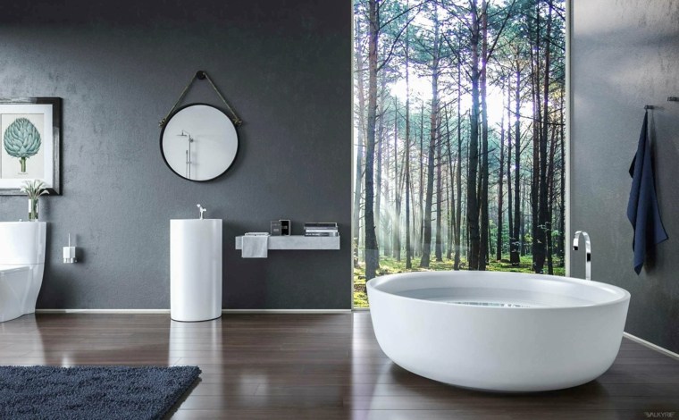 šiuolaikiškos vonios kambario dizaino idėjos veidrodžio pakabinamas veidrodinis sienų dekoras