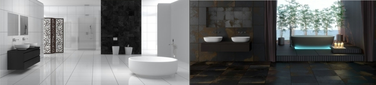 vonios kambario modernaus dizaino idėja sutvarkyti erdvę juodai balta