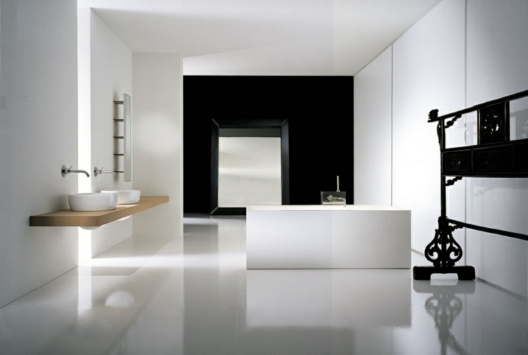 idee di design per il bagno bianco nero