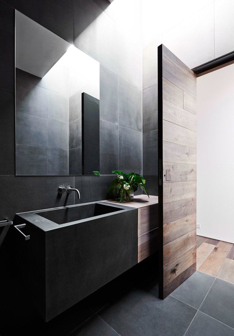 modern kortárs design betonfa fürdőszoba mosdó ötlet