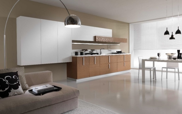 svetainė su valgomuoju virtuvė-butas-modernus
