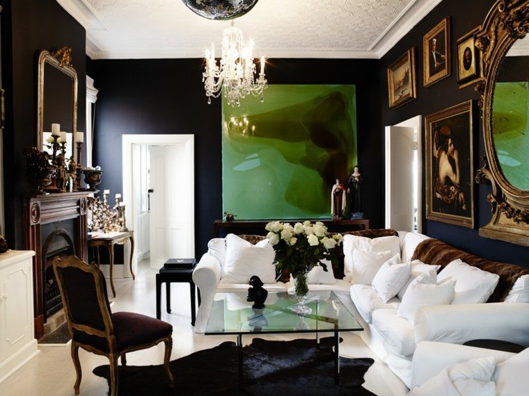 prabangus namų svetainės dažymas juoda balta