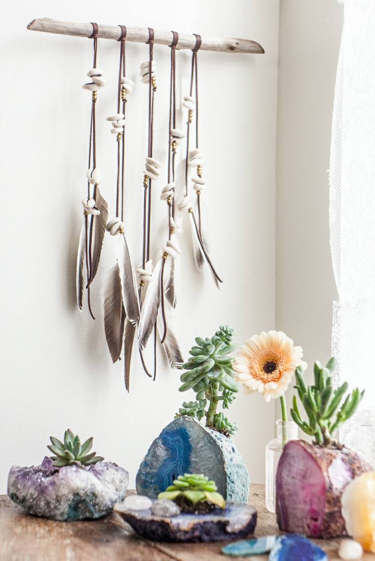 decorazione soggiorno sospensione idea design piante rock moderno