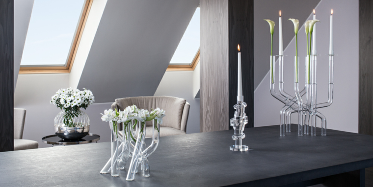 oggetto decorazione soggiorno design portacandele fiori candeliere moderno