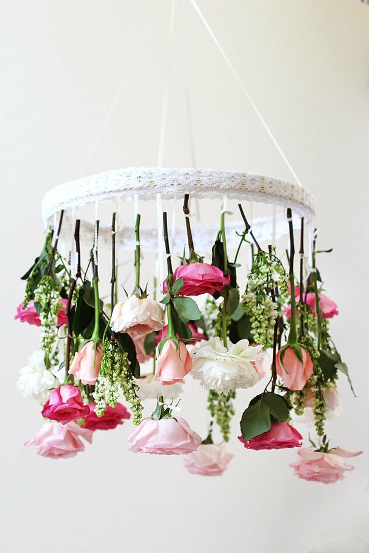 Decorazione soggiorno fiori bouquet sospensione idea lampada