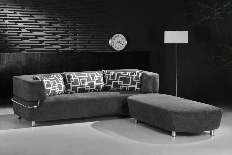 soggiorno moderno interior design idea cuscini per divani grigi illuminazione alla moda