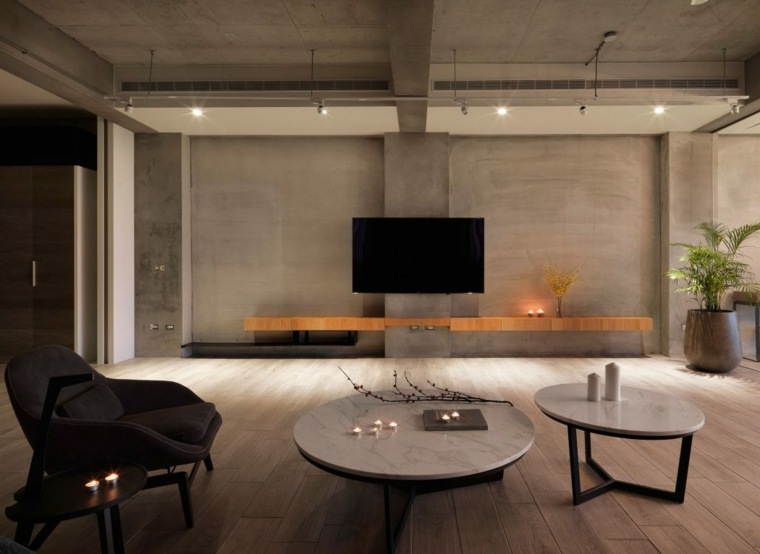soggiorno moderno design idea interni alla moda tavolino soggiorno marmo mensola legno