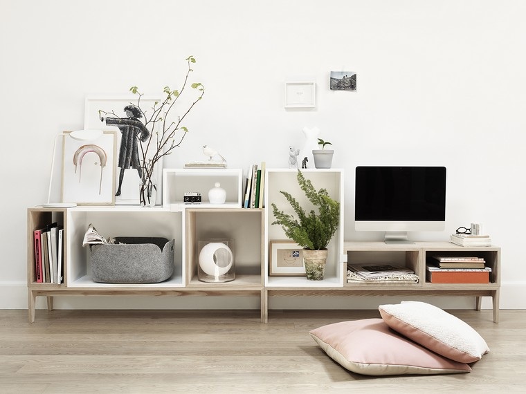 interior design idea soluzione di archiviazione sistema modulare design scandinavo in legno