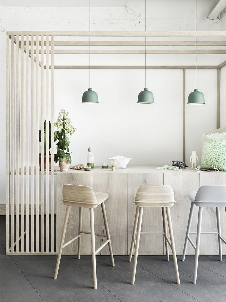 bar cucina design in legno idea illuminazione sgabello sospensione interni in legno
