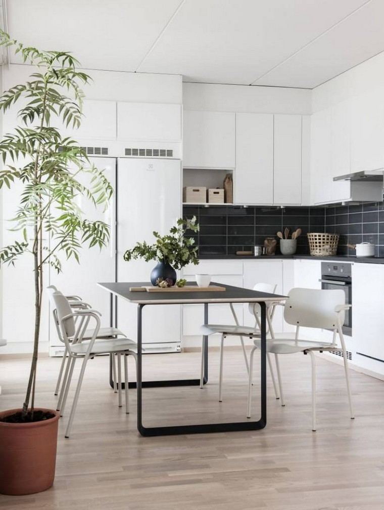 moderno design scandinavo interni idea pianta deco tavolo in legno