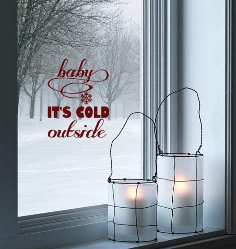 Adesivi natalizi adesivi lanterne decorazioni per finestre lettere rosse