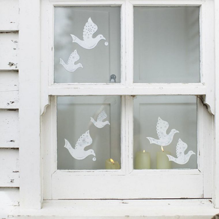 decalcomanie natalizie colombe bianche