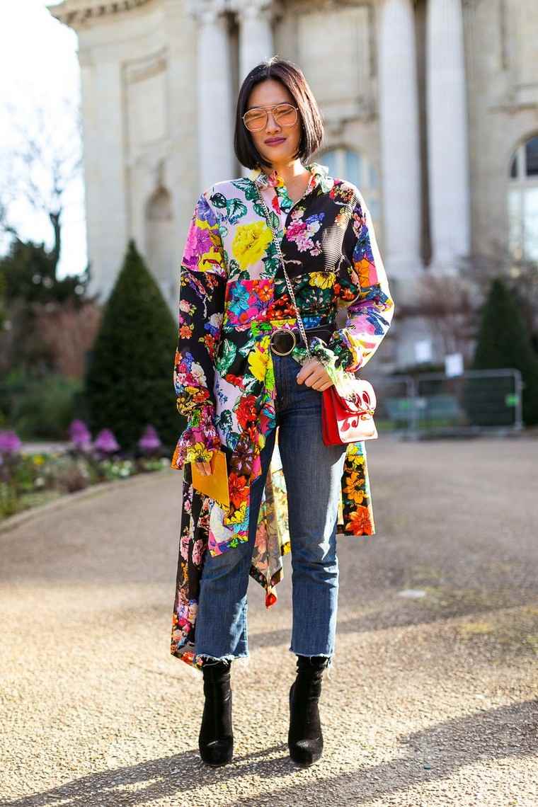 ulična moda ženska traperica ženska jakna cvjetni uzorak