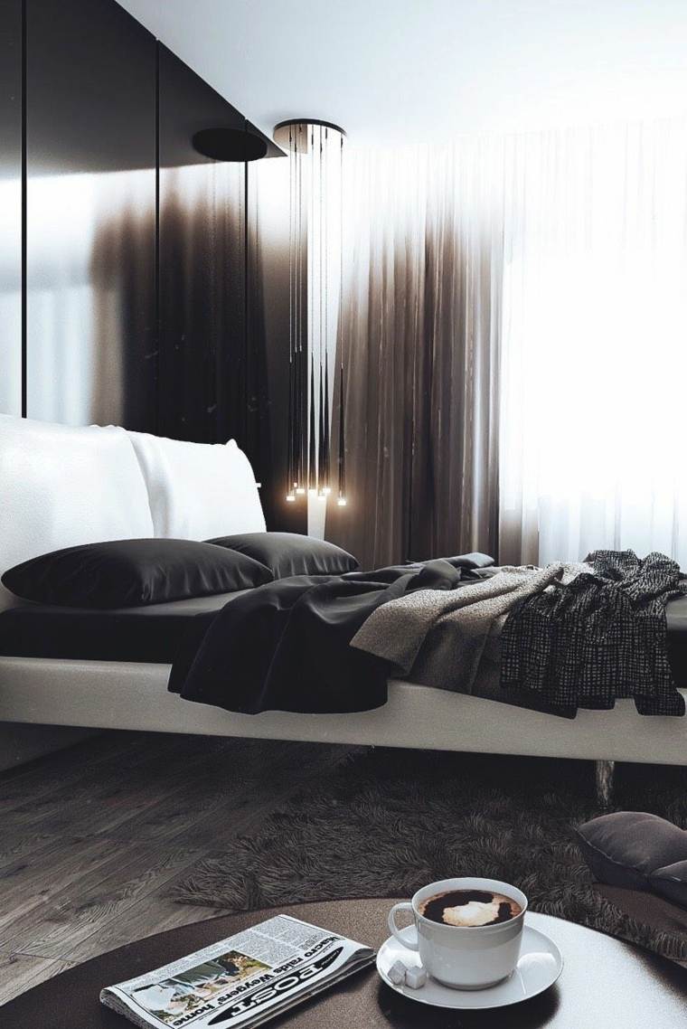 moderan šik dekor spavaće sobe jednostavne linije tamne boje