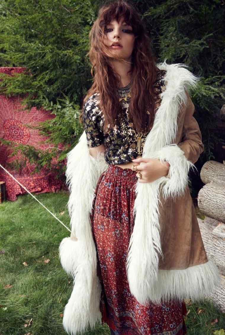 stile hippie chic idea donna vestiti cappotto bohemien chic