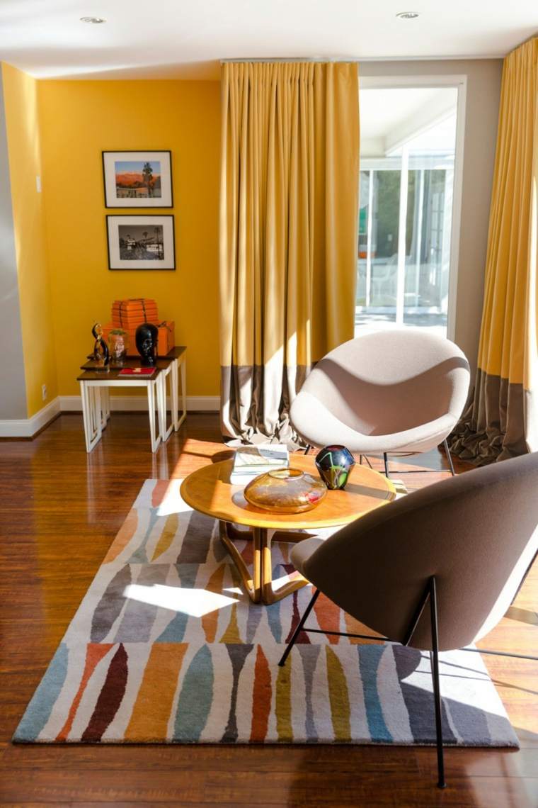 黄色の寝室のデザインのアイデア現代的なデコ