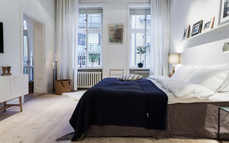 camera da letto principale di design e decorazione scandinava per camera da letto per adulti