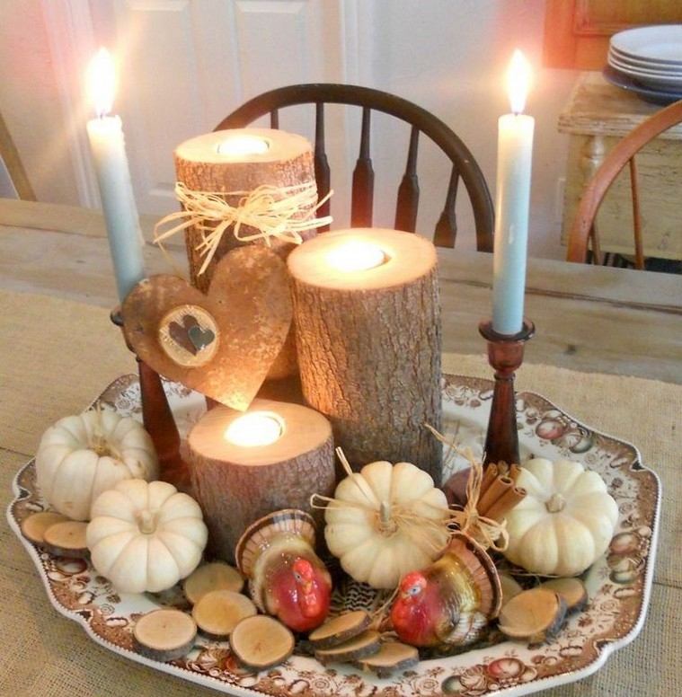 deko stalas-ruduo-moliūgas-žvakė