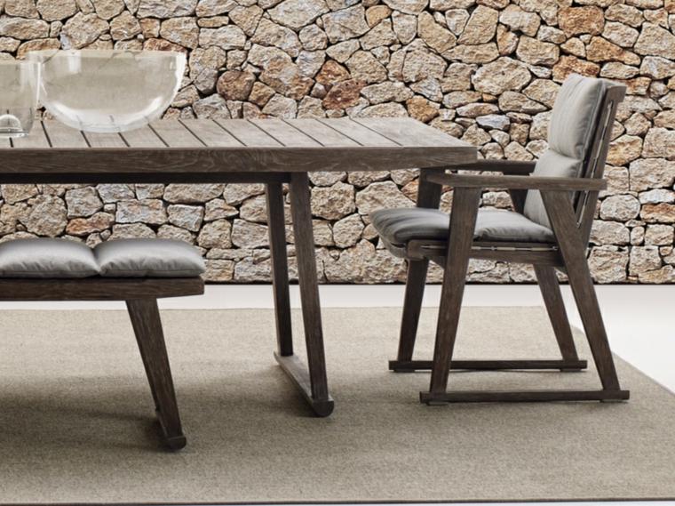 medinio sodo stalo dizaino minkštų kėdžių dizaino idėja