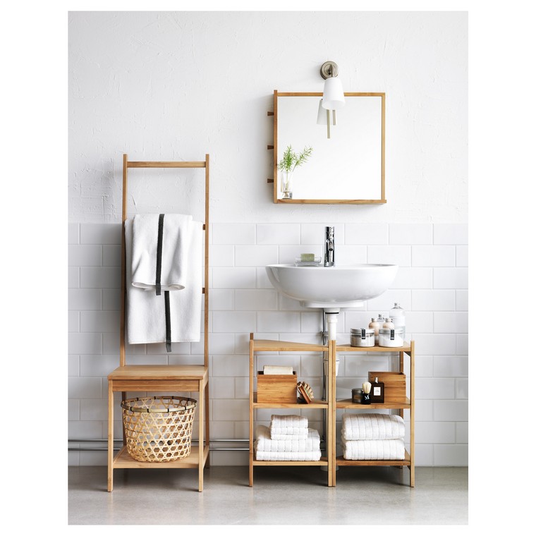 Ikea polica za kupaonicu s dizajnom od drva bambusa