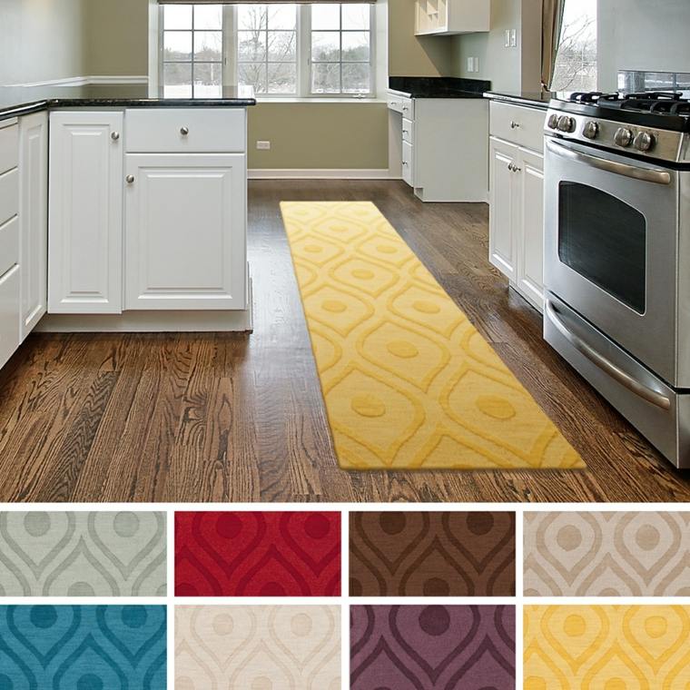 hosszú fekete -fehér konyhai szőnyeg sokféle színben