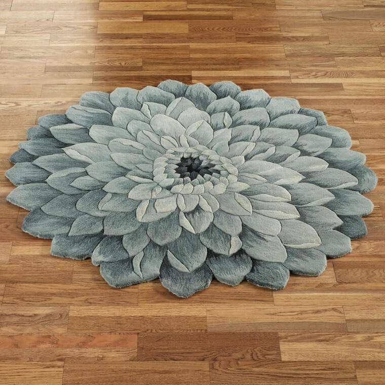 tappeto da cucina moderno fiore blu ridimensionato