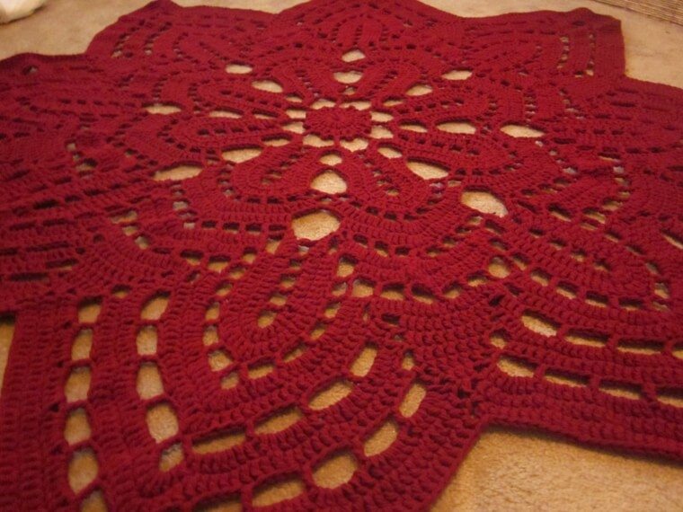 Tappeto da cucina moderno in lana fiore rosso ridimensionato
